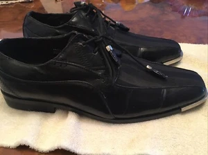 EXPRESSIONS BY RC MENS FORMAL OXFORD DRESS SHOES STRIPED SATIN NAVY WIDE 4925 - Picture 1 of 8
