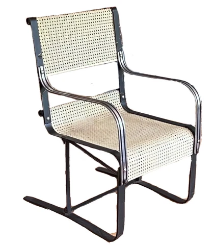 McKay Machine Age Art Deco Industrial Vtg Modern Chrome Metal Lounge Arm Chair Cover