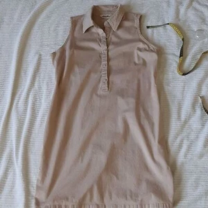 Eddie Bauer Sleeveless Pop Over Midi Dress Cream Tan  Large Petite - Picture 1 of 5