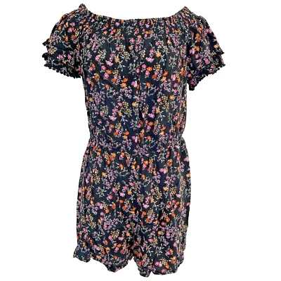 Mameluco Xhilaration Pom Pom manga aleteada floral de una pieza para mujer talla L Foto 1 de 4