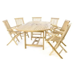 DIVERO Gartengarnitur Sitzgruppe Holz Gartenmöbel Set Teak 7tlg. 170/230 cm - Bild 1 von 8