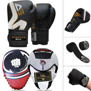 JUEGO DE GUANTES Y ALMOHADILLAS DE BOXEO Enfoque Golpe MMA Guantes Entrenamiento Sparring Gancho y Jab - Imagen 1 de 7