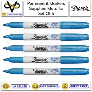 Sharpie Fine Pont Permanent Marker Pens Sapphire Metallic Set of 5 School/Work - Picture 1 of 1