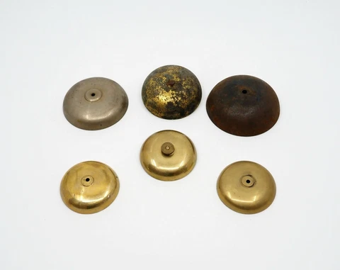 Antique 19th Century Brass & Metal Bracket Clock Bell Collection - 6 In Total Cover