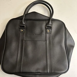 Vtg Johnnie Walker Duffle bag Weekender Black Faux Leather Bag Large 1124 - Picture 1 of 11