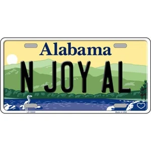 N Joy AL Alabama License Plate Metal Tin Sign Picture Plaque Art Wall Decor - Picture 1 of 1