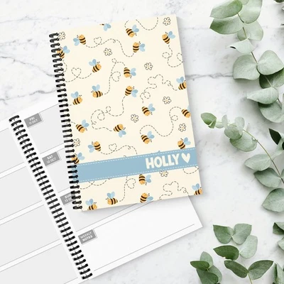 THE GIFTIE COMPANY 2026 2027 Diary Personalised Name BEE HAPPY Week Organiser Office Planner Notes