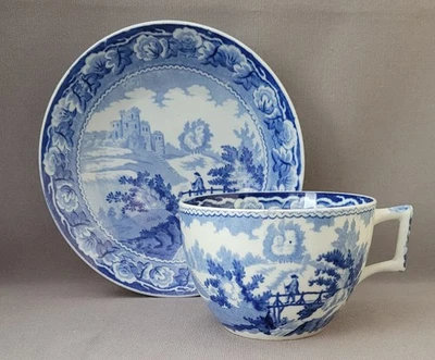LARGE STAFFORDSHIRE ATTRIBUTED MINTON PEARLWARE BREAKFAST CUP & SAUCER C1810-20 - Image 1 of 4