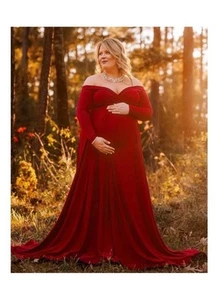 Women Small Maternity Off Shoulders Half Circle Gown for Baby Shower Photo Props - Picture 1 of 9