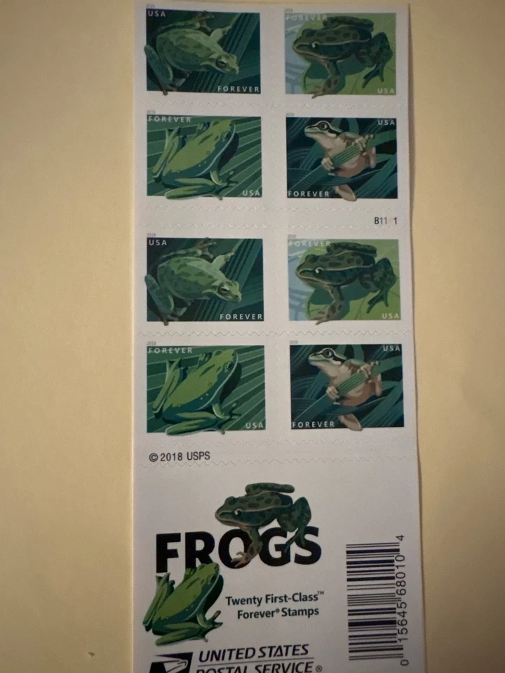 5395-98 MNH Booklet Pane of 20, First Class Forever Stamps - FROGS - Image 1 of 1