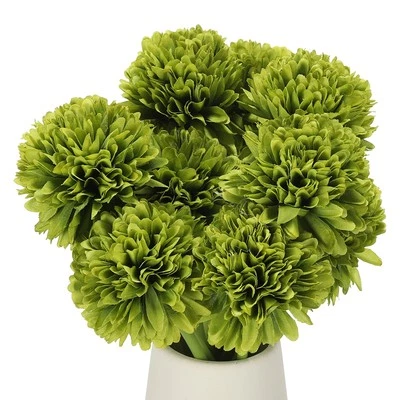 12 Piezas Crisantemos Artificiales Flores Falsas para Decoración del Hogar, Verde Foto 1 de 4