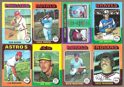 1975 Topps #351 Boone Pinson Bench Niekro Richard Rudi 8 cards FREE Shipping - Image 1 of 2