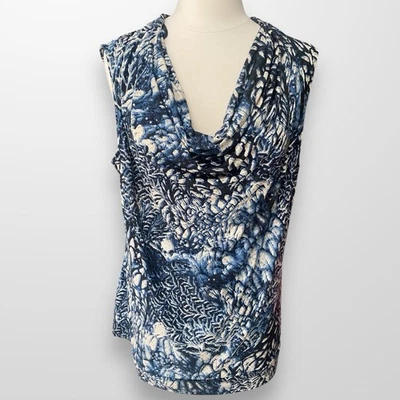 Blusa Top Blusa Mujer Alfani Talla 1X Sin Mangas Drapeada Lentejuelas Transparentes Azul Foto 1 de 4