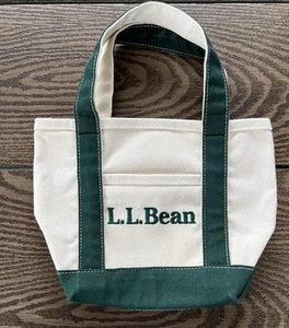 Vintage LL Bean kleines Boot und Tragetasche grün und creme 9" x 12" - Bild 1 von 3