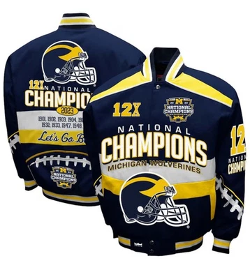 Men’s 4XL Michigan Wolverines Franchise Club Cotton Twill Full-Snap Jacket - Image 1 of 4