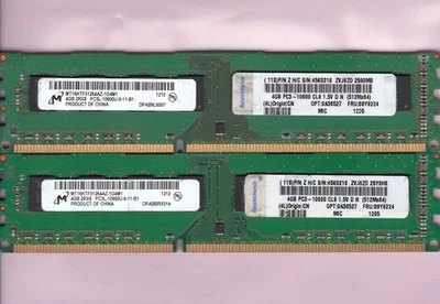 8GB 2x4GB PC3L-10600 MICRON MT16KTF51264AZ-1G4M1 DDR3-1333 FRU 89Y9224 Ram Kit - Image 1 of 2