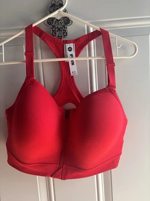 NWT PINK Victoria's Secret Seamless Air High Impact Sports Bra Red XL/XG Frt Zip - Image 1 of 4