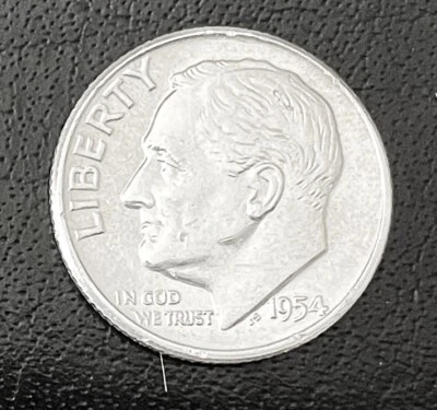 1954-P 10c SILVER Roosevelt Dime. UNC.  (R007) - Image 1 of 2
