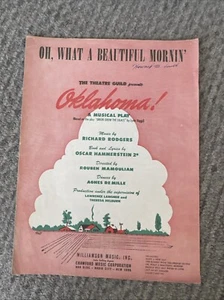 Oh What A Beautiful Mornin Oklahoma Musical Vtg Sheet Music 1943 Piano Guitar - Picture 1 of 3