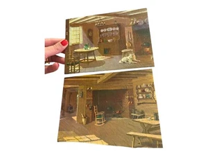 VTG 1958 Inside Colonial Home Set Of 2 Lithographic Prints Donald Art Co. 7x5” - Picture 1 of 7