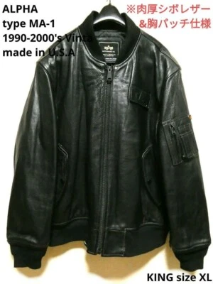 Chaqueta de Vuelo ALPHA MA-1 Cuero Genuino Hombres Talla XL Negra Hecha en Corea Foto 1 de 4