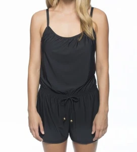 Athena Cabana Halter Adjustable Strap Solids Black Romper Tankini Size 14 - Picture 1 of 2