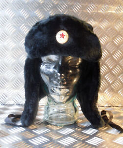 Russian / Soviet / USSR Black Cossack Hat with Ear Flaps. All Sizes - Brand NEW