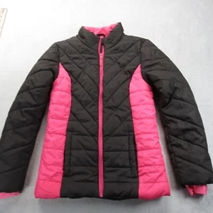 Roebuck & Co Jacket Youth Medium Pink Black Colorblock Full Zip Insulated Winter - Picture 1 of 13