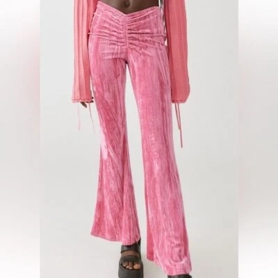 Urban Outfitters Women's Sz. XXXL Pink Velvet Flair Pants NWT - Image 1 of 4