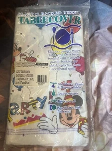 Vintage Disney Mickey, Minnie, and Goofy Birthday Table Cover Cloth 54x104 - Picture 1 of 3