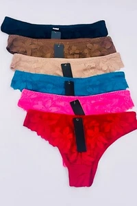 Women's Briefs Lot 3,6 or 12 Bikini Side Lace Panties Undies Satin Silky Cool 53 - Picture 1 of 9
