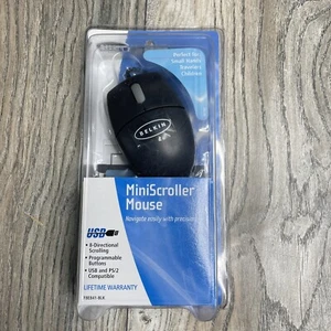 Belkin MiniScroller Mouse -USB PS/2 Adapter- Model F8E841-Black New - Picture 1 of 7