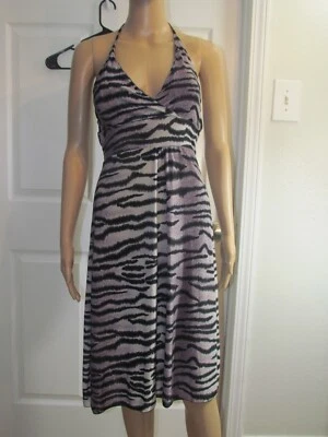 Christina Love Vestido Halter Rayas Cebra Púrpura Pequeño Foto 1 de 4