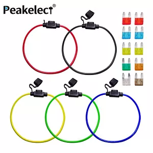 13 AWG Inline Fuse Holder 5 Pack Five Colors Waterproof Pigtail Blade Fuse Relay - Picture 1 of 4