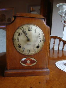 Edwardian oak eight day mantle strike clock / By GILBERT - Picture 1 of 9