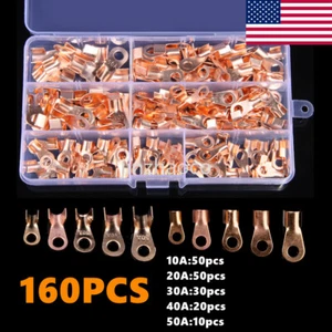 160Pcs Open Barrel Wire Crimp Copper Ring Lugs Terminal Connectors OT-50A - Picture 1 of 8