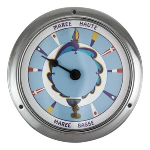 Reloj de Marea Náutico Niquelado/Cuero Ø=12Cm Sea4You Decoración Marítima - Imagen 1 de 2