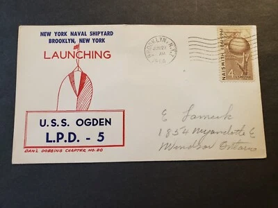 USS OGDEN LPD-5 Naval Cover 1964 LAUNCH Cachet Brooklyn, NY - Image 1 of 2