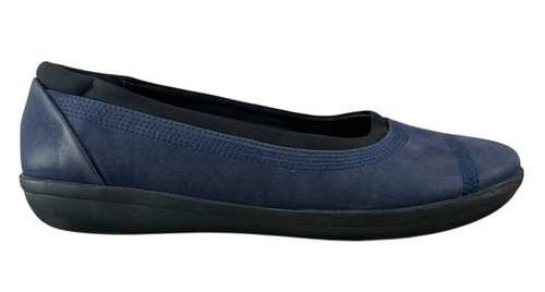 Scarpe Clarks Cloudsteppers Ballet Flat donna blu navy taglia 9 M slip on zeppa