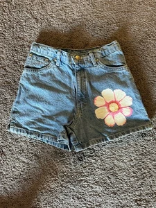 Vintage KRU Kids Jean Shorts Flower Size 10 - Picture 1 of 6