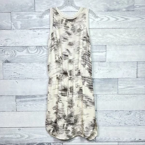 Vince Kleid Marmor Jacquard weiß grau ärmellos Tunnelzug 100% Seide Gr. XS - Bild 1 von 6