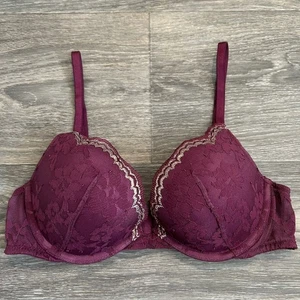 Victoria's Secret Dream Angels Push-up BH 34B weinrot weinrot mit goldenen Spitzendetails - Bild 1 von 9
