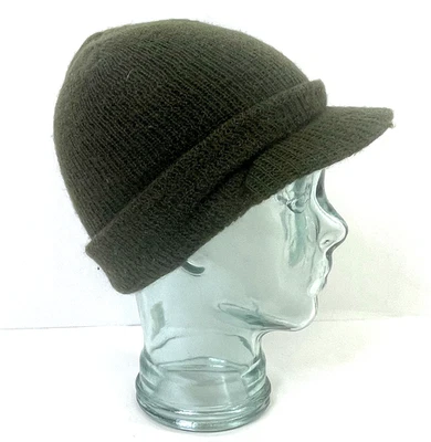 Gorra de reloj de lana del ejército de Estados Unidos verde tejida visera sombrero gorro vintage años 80 hecho en EE. UU. Foto 1 de 4