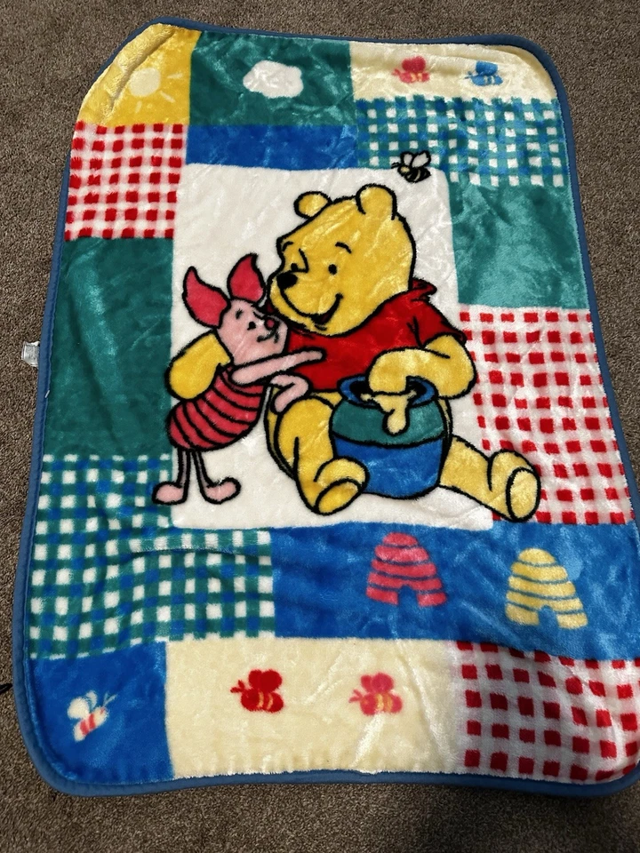 Vintage Disney Crown Crafts Winnie the Pooh Piglet Honey Pot Baby Blanket 30x45  - Image 1 of 4