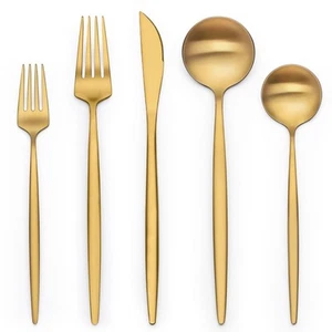 20 Piece Gold Silverware Set for 4, Stainless Steel Flatware Set, Gold Cutler... - Picture 1 of 7