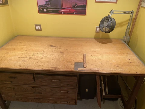 HAMILTON DRAFTING TABLE VINTAGE OAK Cover
