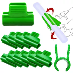 30PC Green Pipe Clamps Stakes Greenhouse Row Cover Netting Film Garden Hoop Clip - Picture 1 of 14