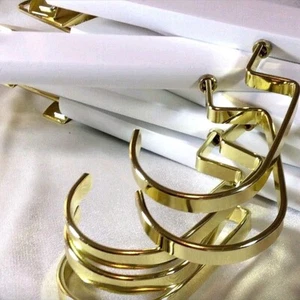 Holz Kleiderbügel /10 Stück / drehbarer Kopf mit Clips / weiß & gold / von Florence Michaelson - Bild 1 von 8