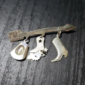 Spilla vintage argento sterling freccia cowboy sud-ovest americano charms - Foto 1 di 5