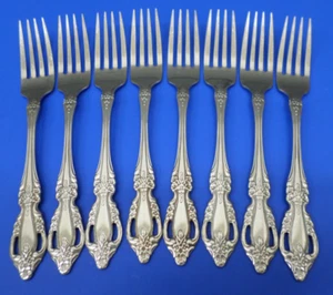 8 - Oneida RAPHAEL Glossy Floral Stainless USA Flatware 7 1/4" DINNER FORKS - Imagen 1 de 7